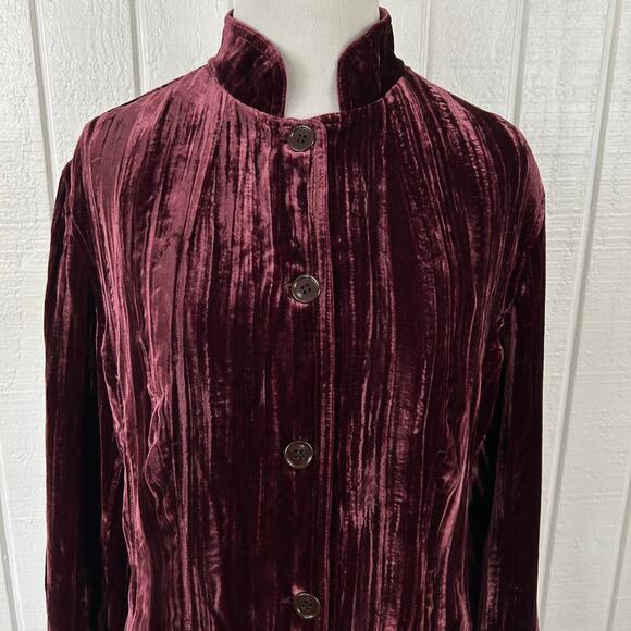 Chicos Women Long Sleeve Blazer Jacket Burgundy Holiday Fairy Goth Size Medium - Picture 4 of 8